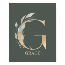 G Monogramm Floral Personalisiertes Poster