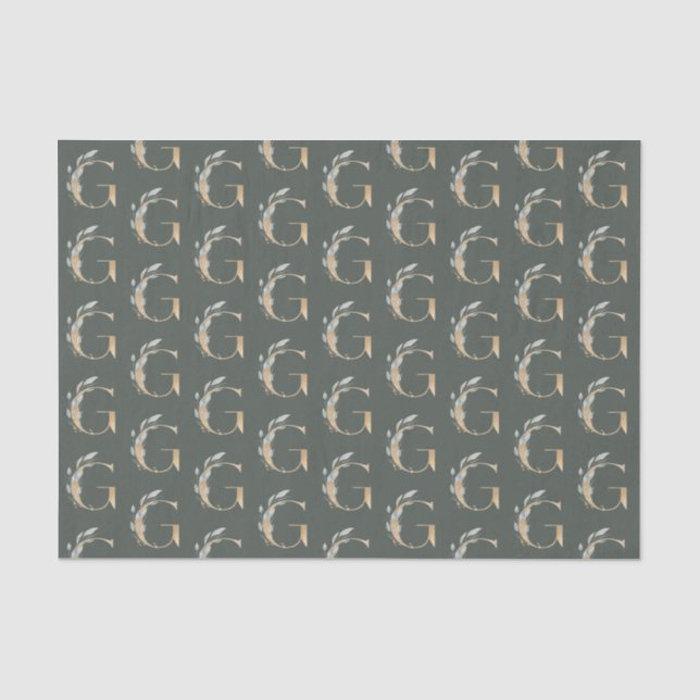 G Monogramm Floral Seidenpapier (Vorderseite)