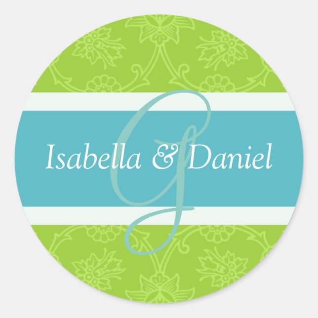 G Monogramm für Siegel zur Einladung zum Hochzeits Runder Aufkleber (Vorderseite)