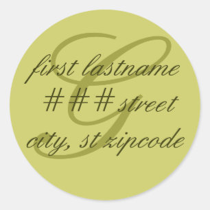 "G"-Monogramm-Rückadressetikett - personalisieren Runder Aufkleber