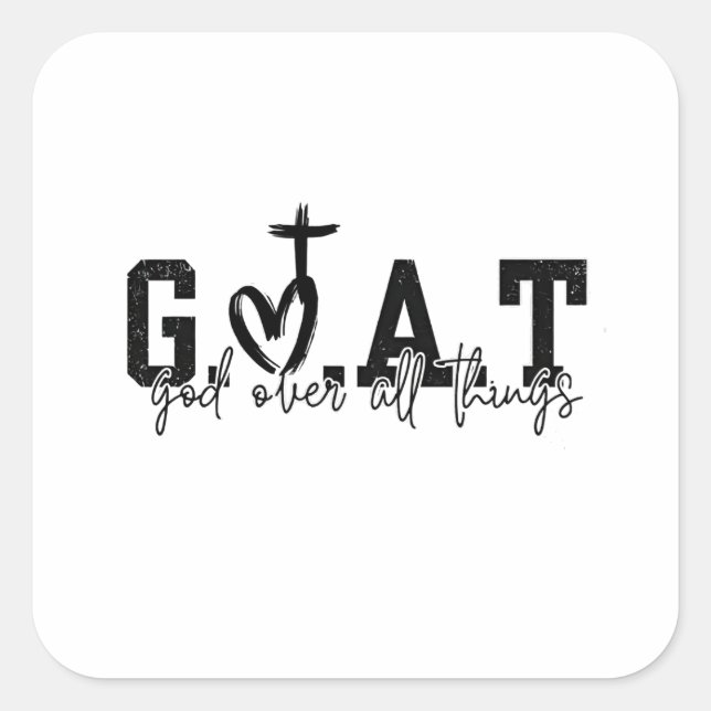 G.O.A.T. Gott über alles Christliche Jesus Quadratischer Aufkleber (Vorderseite)