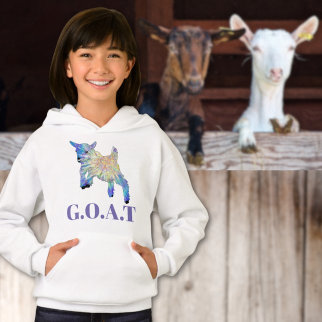 G.O.A.T Zitat Niedliche Kinderziege Tierart Hoodie (G.O.A.T greatest of all time quote cute jumping baby goat colorful animal art T-shirt )