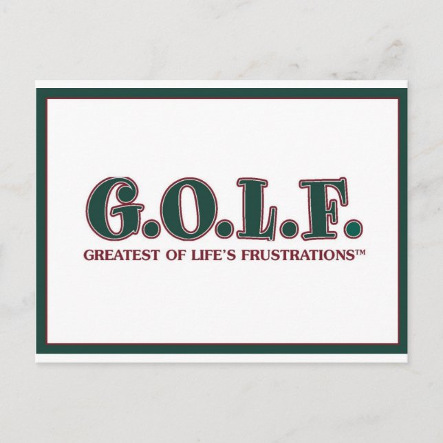 G.O.L.F. BESTE DER FRUSTRATIONEN DES LEBENS POSTKARTE (Vorderseite)