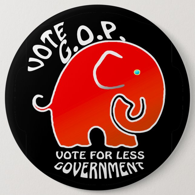 G.O.P. Elephant less Government (Button) Button (Vorderseite)