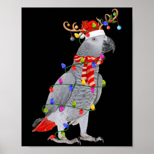 G Parrot Bird Christmas Lights Rentier Weihnachtsm Poster