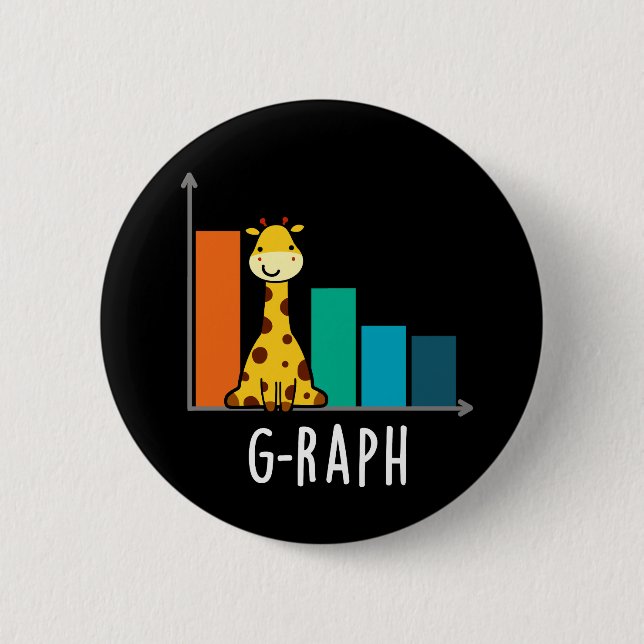 G-raph Funny Giraffe Graph Pun Dark BG Button (Vorderseite)