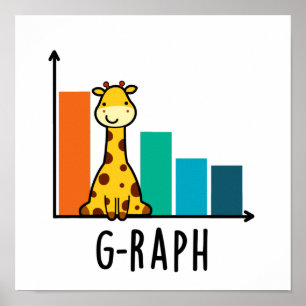 G-raph Funny Giraffe Graph Pun Poster