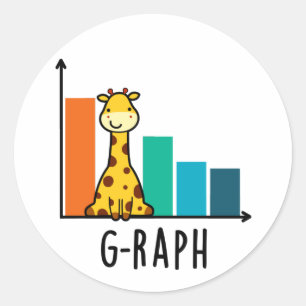 G-raph Funny Giraffe Graph Pun Runder Aufkleber