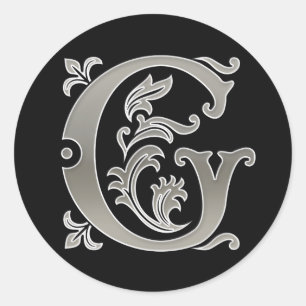 G Rundkleber in Silber Runder Aufkleber