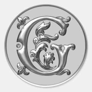 G Rundkleber in Silber Runder Aufkleber