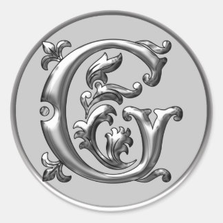 G Rundkleber in Silber Runder Aufkleber