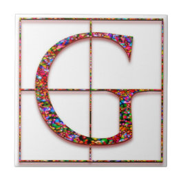 G Trajanus Red Custom Monogram Tile Fliese