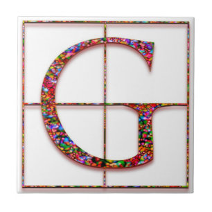 G Trajanus Red Custom Monogram Tile Fliese