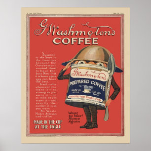 G Washington Instantkaffee WW1 Vintage patriotisch Poster