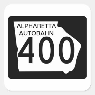 GA 400 "Alpharetta Autobahn" Quadratischer Aufkleber