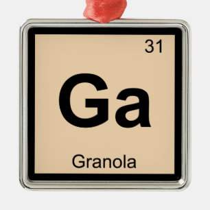 GA - Granola-Chemie-Periodensystem-Symbol Silbernes Ornament