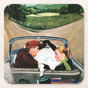 Gabel auf der Straße Rechteckiger Pappuntersetzer