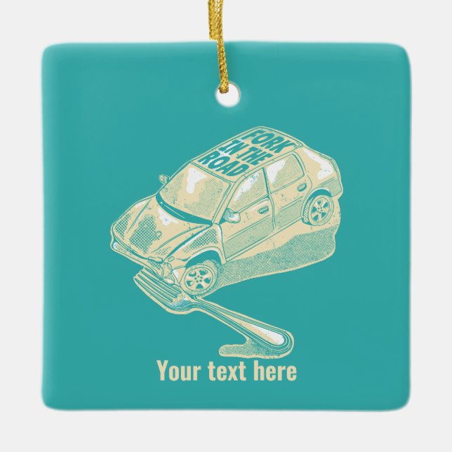 Gabel im Straßenverkehrsunfall Keramikornament (Vorderseite)