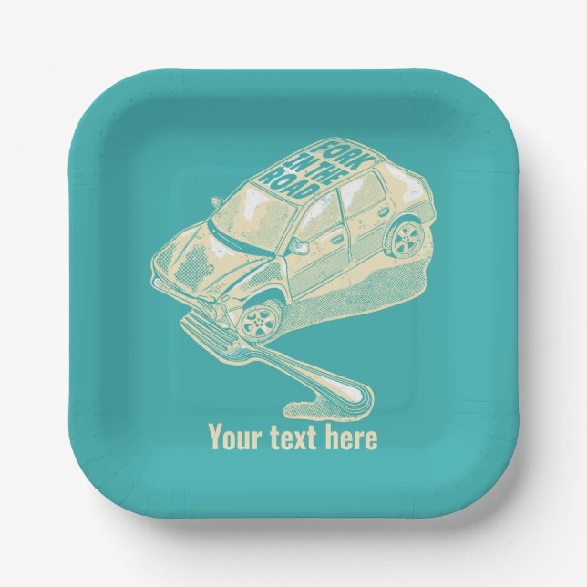 Gabel im Straßenverkehrsunfall Pappteller (Vorderseite)