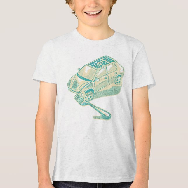Gabel im Straßenverkehrsunfall Tri-Blend Shirt (Vorderseite)