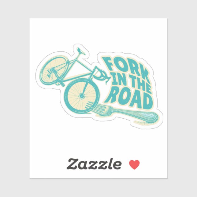 Gabel in der Straße Funny Fahrrad Aufkleber (Blatt)