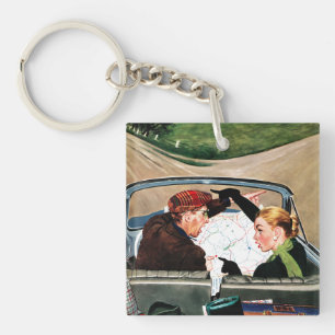 Gabel in der Straße Schlüsselanhänger