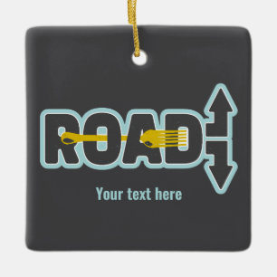 Gabel in der Straße typografische Kunst Keramikornament