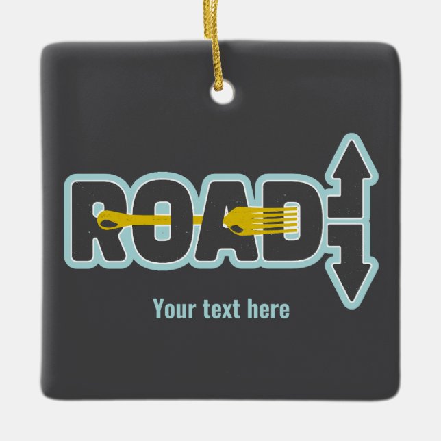 Gabel in der Straße typografische Kunst Keramikornament (Vorderseite)