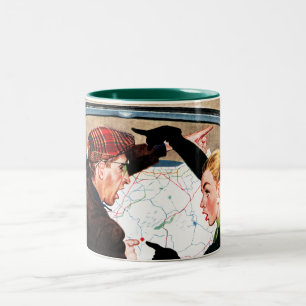 Gabel in der Straße Zweifarbige Tasse