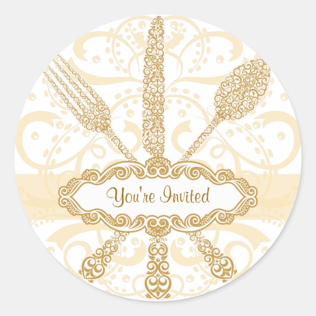 Gabel-Messer-Spoon-Sticker Runder Aufkleber (Vorderseite)