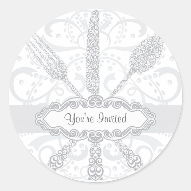 Gabel-Messer-Spoon-Sticker Runder Aufkleber (Vorderseite)