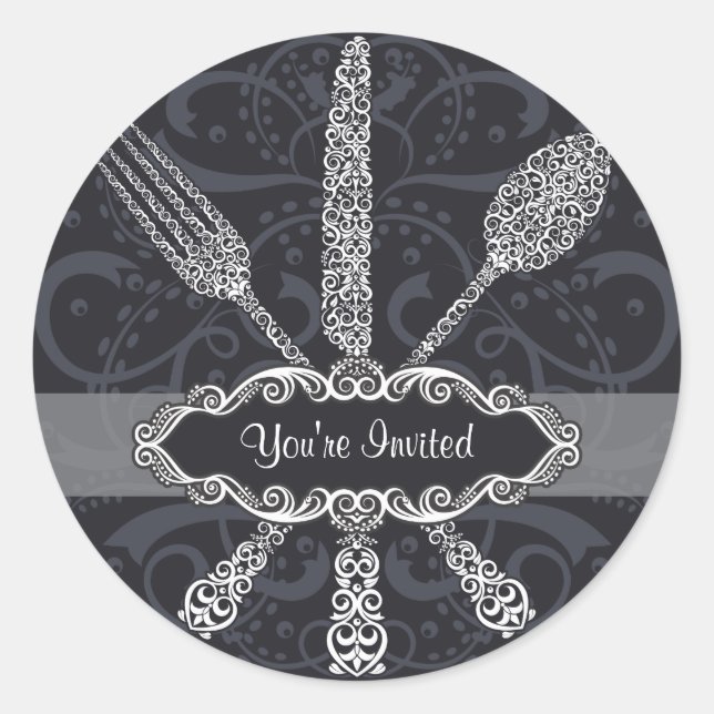 Gabel-Messer-Spoon-Sticker Runder Aufkleber (Vorderseite)