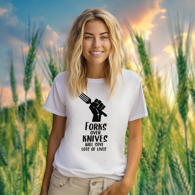 Gabel über Messer, Veganer Aktivismus T-Shirt (Von Creator hochgeladen)