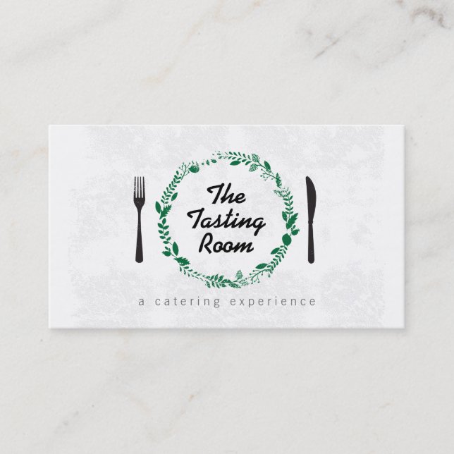 Gabel und Knife Kranz 3 Catering, Koch, Restaurant Visitenkarte (Vorderseite)