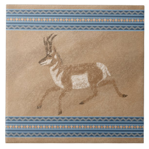 Gabelbock mit geometrischer Umrandung im Südwesten Fliese