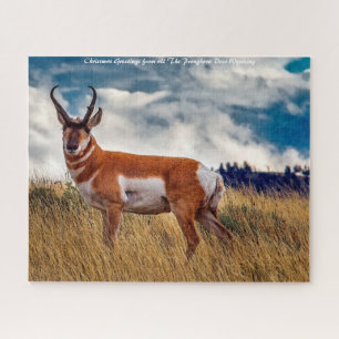 Gabelbockhirsch Wyoming. Weihnachtsgrüße Puzzle