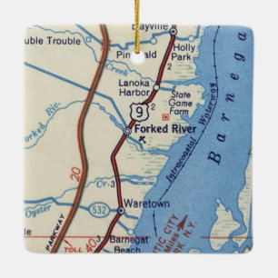 GabelFluss NJ Vintage Karte Keramikornament