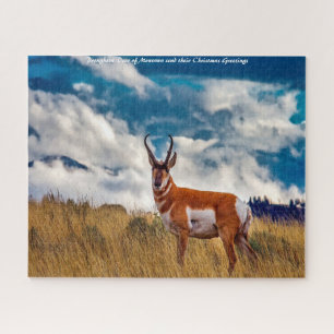 Gabelhirsch Montana. Weihnachtsgrüße Puzzle