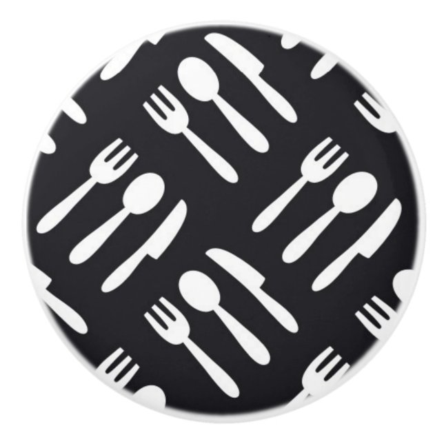 Gabellöffel-Messermuster Keramikknauf (Vorderseite)