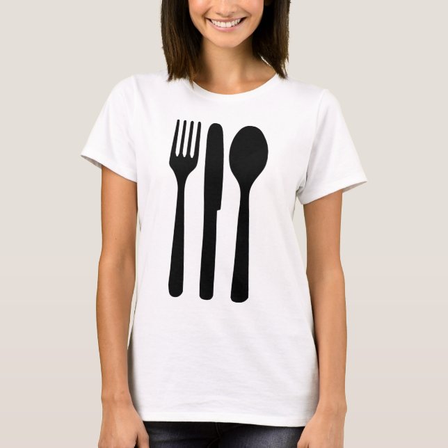 Gabelmesser-Löffelikone T-Shirt (Vorderseite)