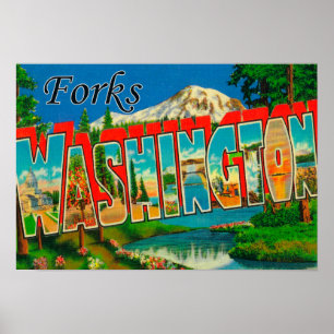 Gabeln, Washington - große Buchstabe-Szenen Poster