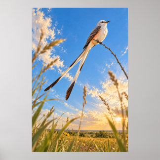 Gabelschwanz-Fliegenschnäpper über Rio Grande Vall Poster