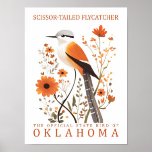 Gabelschwanz-Fliegenschnäpper Vogel von Oklahoma Poster