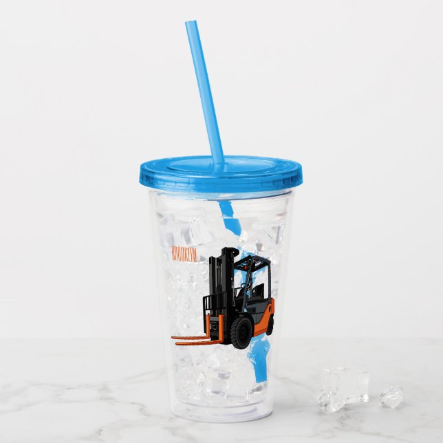 Gabelstapler-Cartoon Acryltrinkbecher (Vorderseite Ice)
