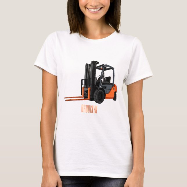 Gabelstapler-Cartoon T-Shirt (Vorderseite)