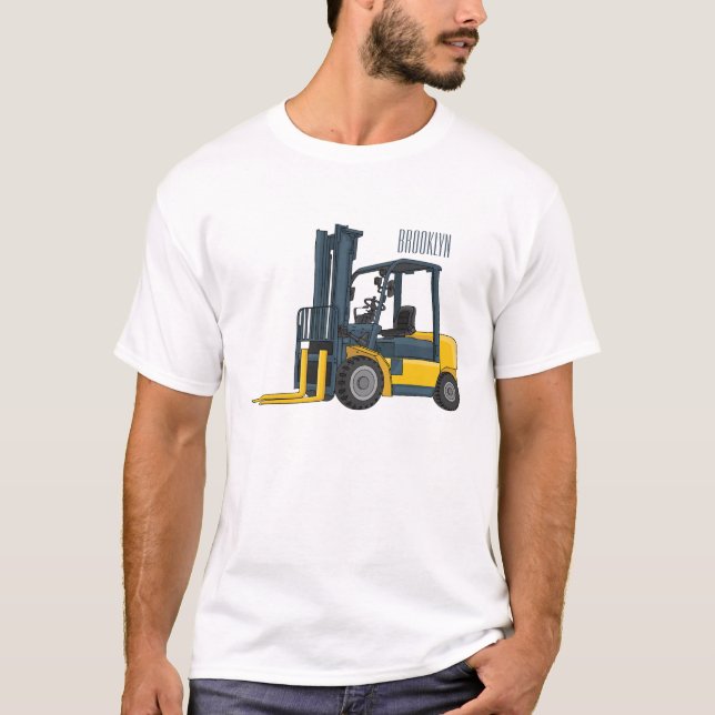 Gabelstapler-Cartoon T-Shirt (Vorderseite)