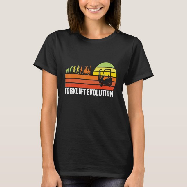 Gabelstapler Evolution Lustiger Gabelstaplerfahrer T-Shirt (Vorderseite)