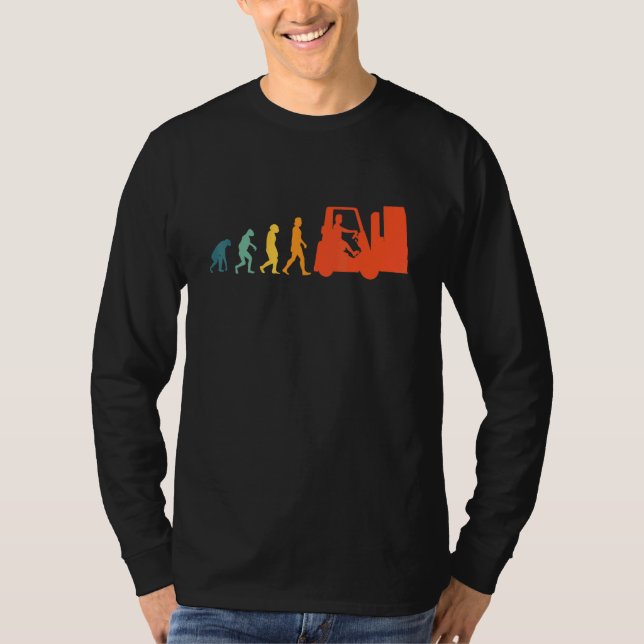Gabelstapler Evolution Rückwärtsstapler Vintag T-Shirt (Vorderseite)