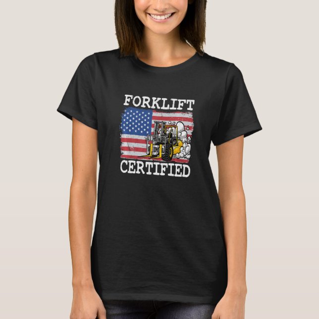 Gabelstapler für die US-amerikanische Flagge T-Shirt (Vorderseite)
