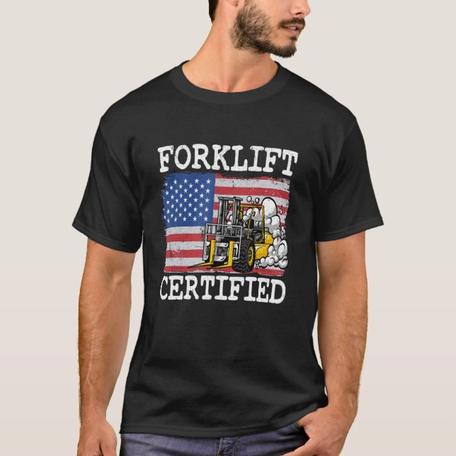 Gabelstapler für die US-amerikanische Flagge T-Shirt (Vorderseite)